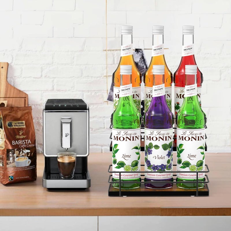 Alyoen Coffee Syrup Rack Organizer, Syrup Holder Stand for Coffee Bar, 6 Bottles Small Coffee Bar Organizer Shelf, Coffee Station Organizer for Countertop Wine, Liquor - Image 2